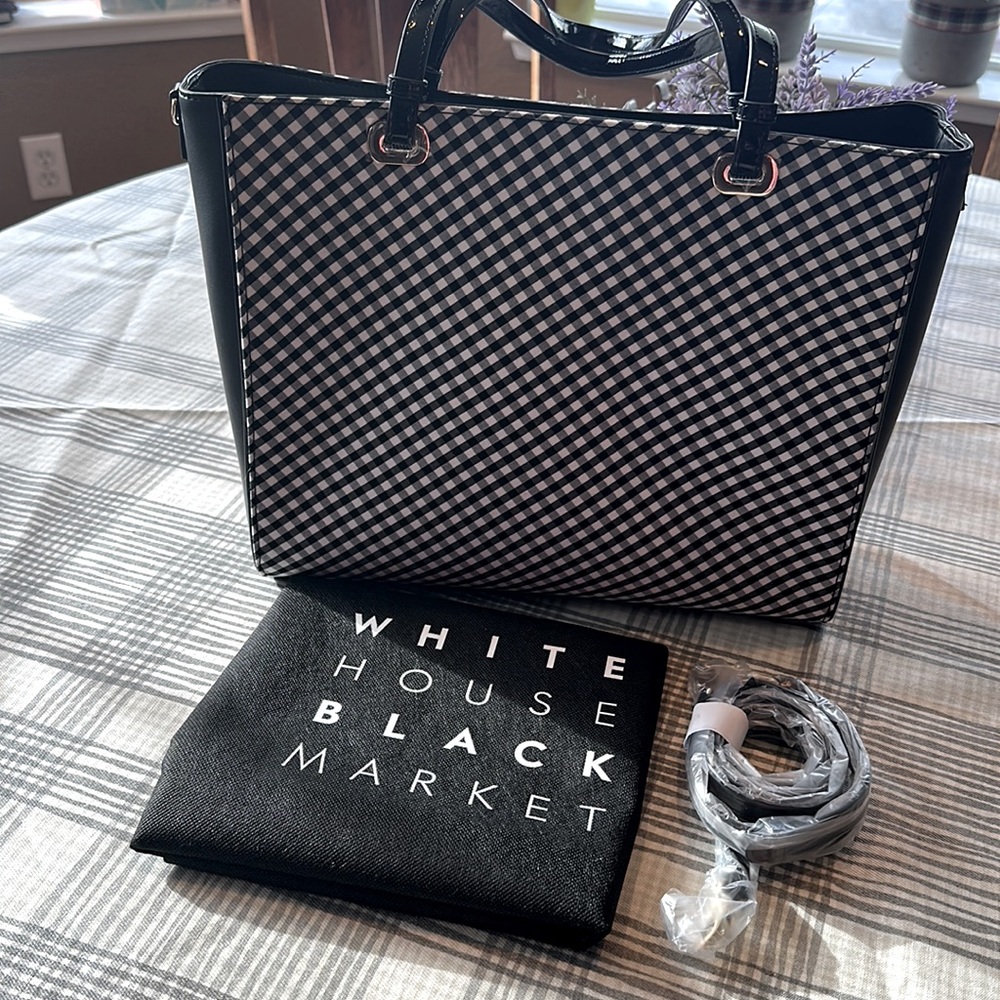 White House Black Market NWOT gingham tote
